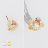 MULTI CZ KITTY CAT 316L SURGICAL STEEL L-SHAPE NOSE RING MULTI CZ KITTY CAT 316L SURGICAL STEEL L-SHAPE NOSE RING